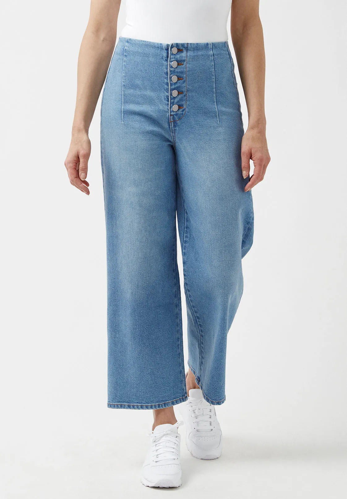 High Rise Cropped Adela Women's Jeans with Buttoned Fly - BL15874