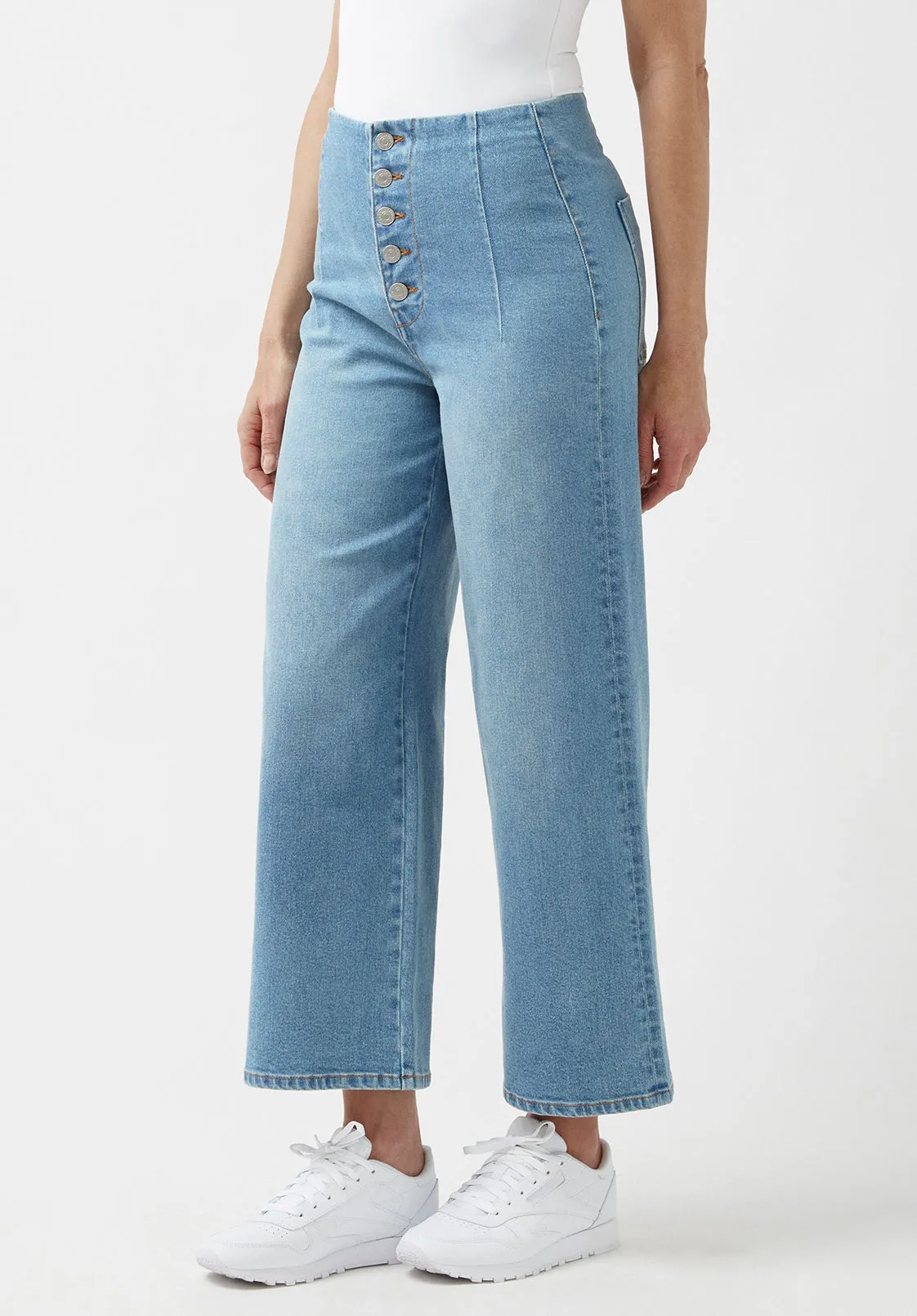 High Rise Cropped Adela Women's Jeans with Buttoned Fly - BL15874