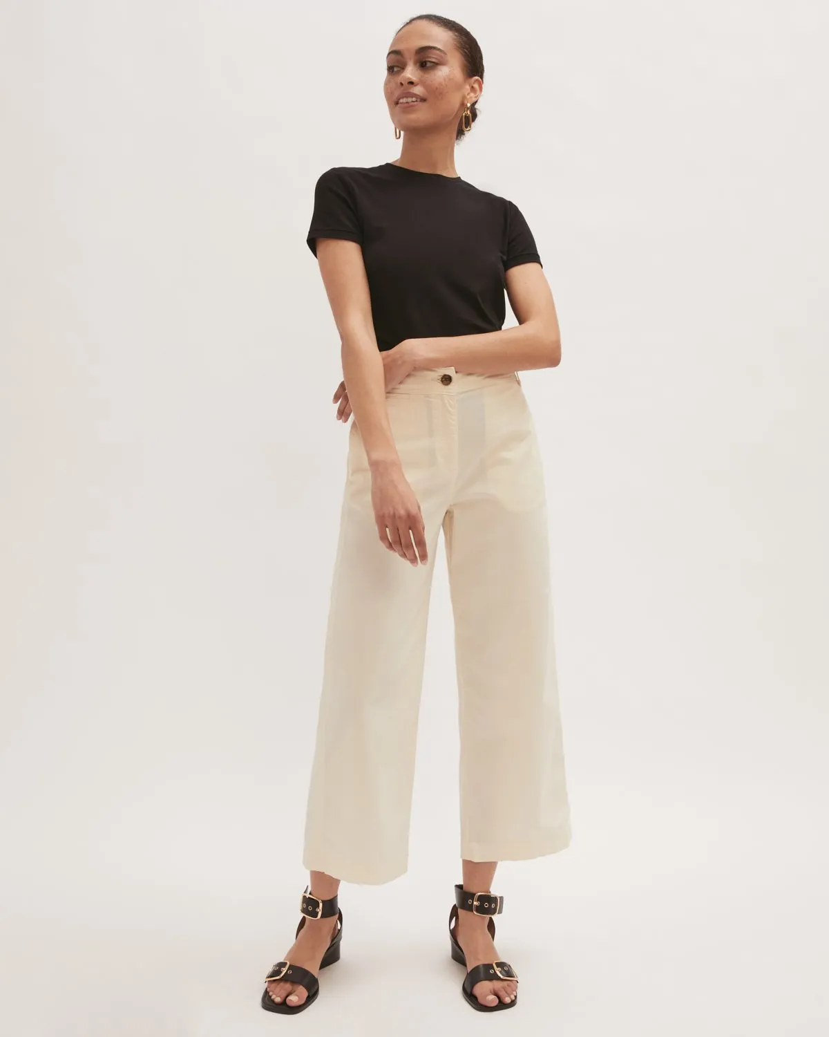 High Waist Wide Leg Chino | Ivory