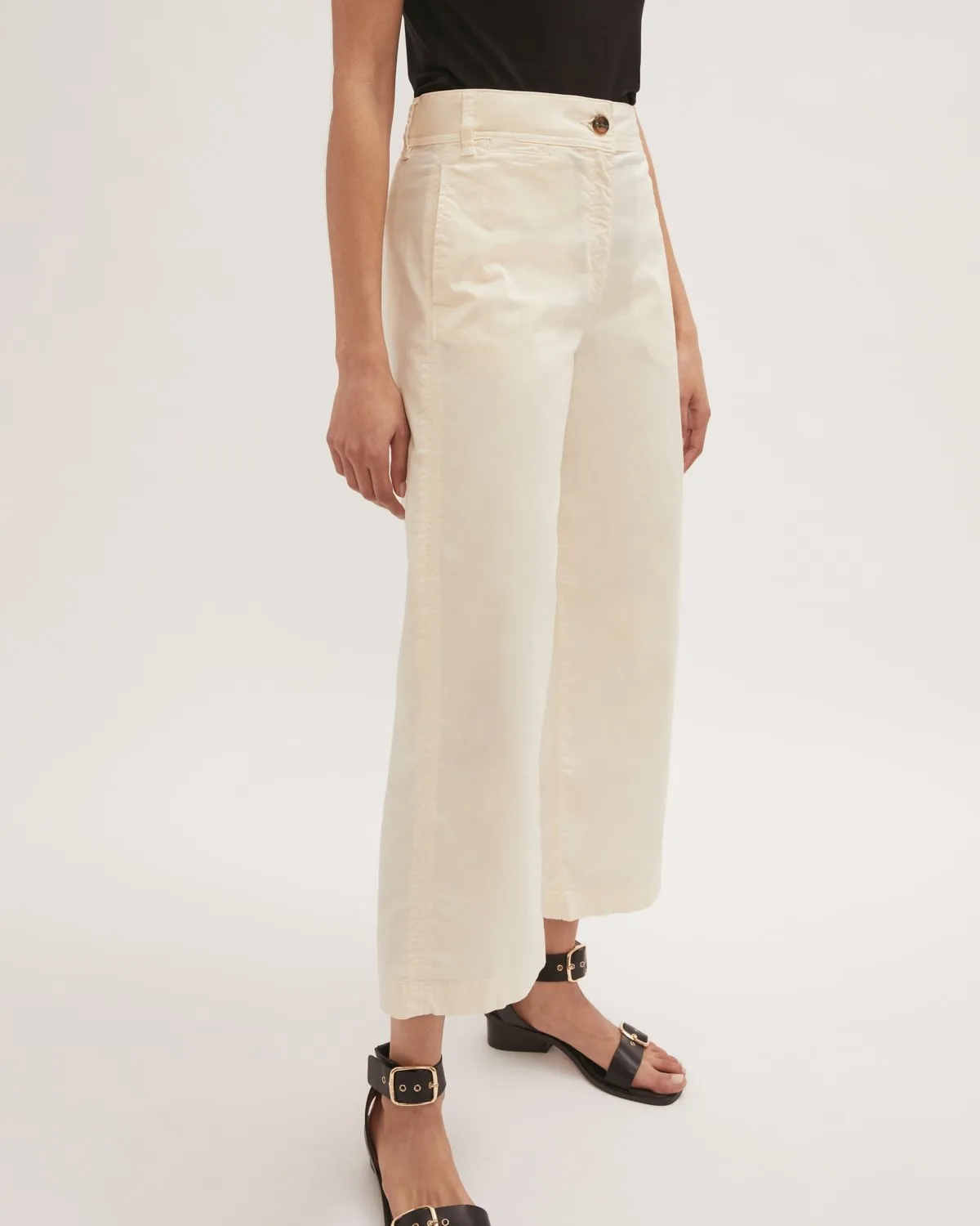 High Waist Wide Leg Chino | Ivory