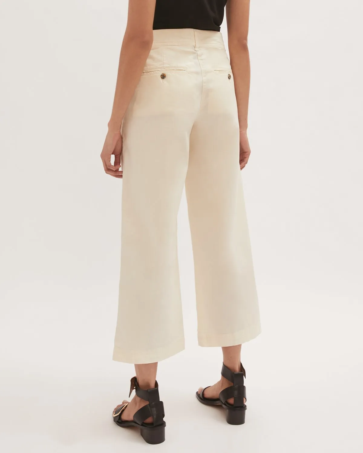 High Waist Wide Leg Chino | Ivory