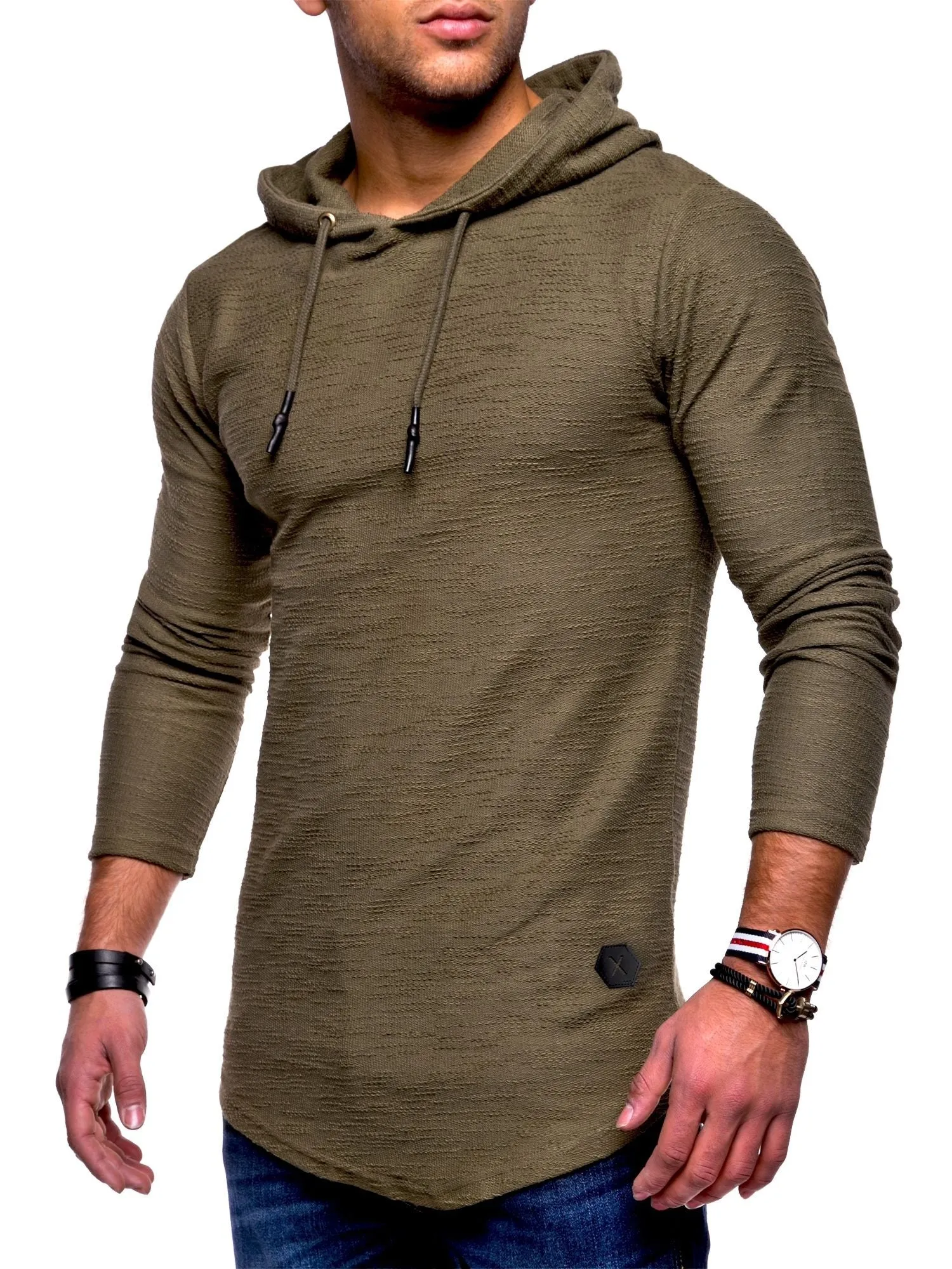 Hoodie Longline Khaki 7420