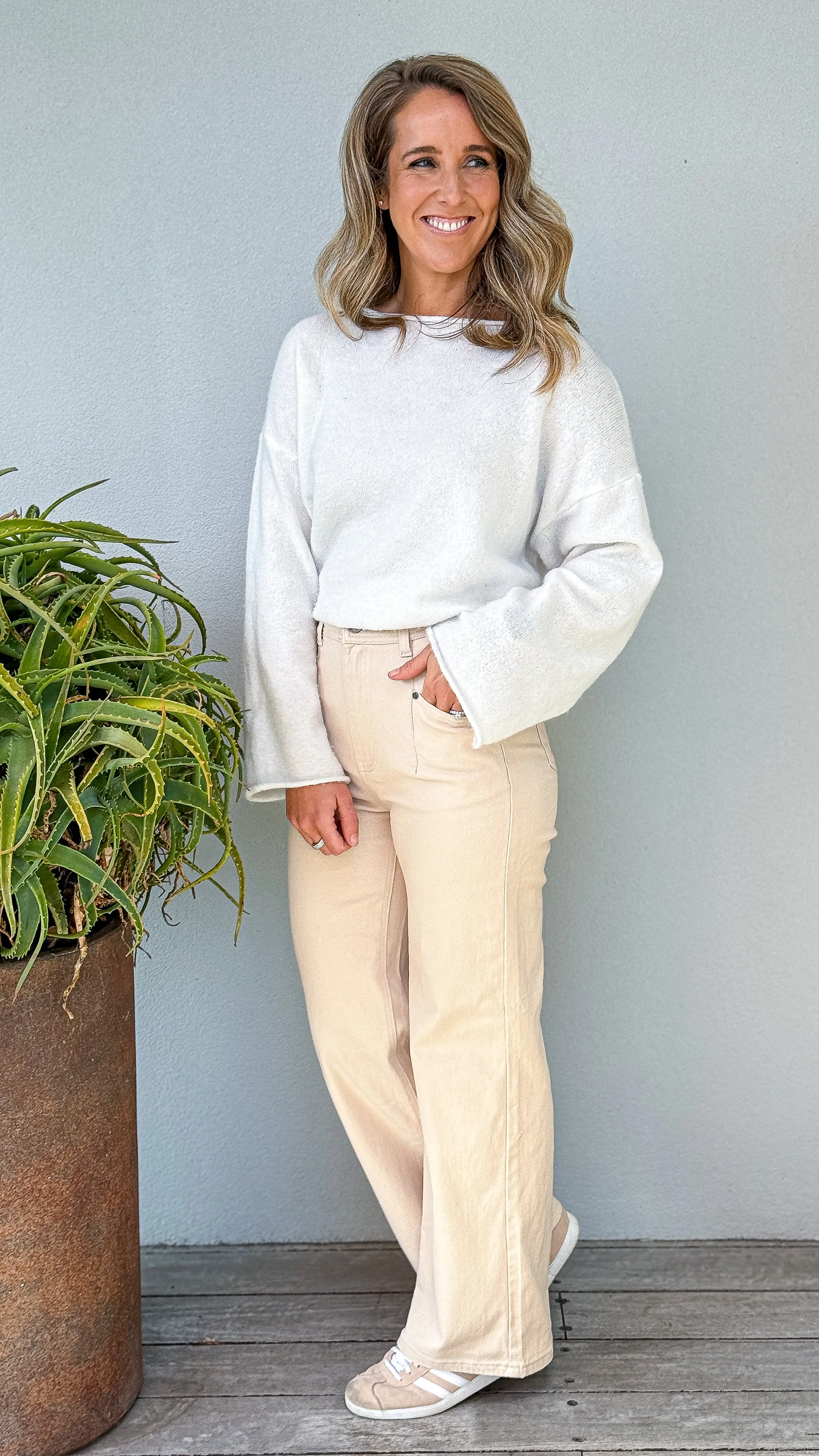 Hudson Wide Leg - Cream