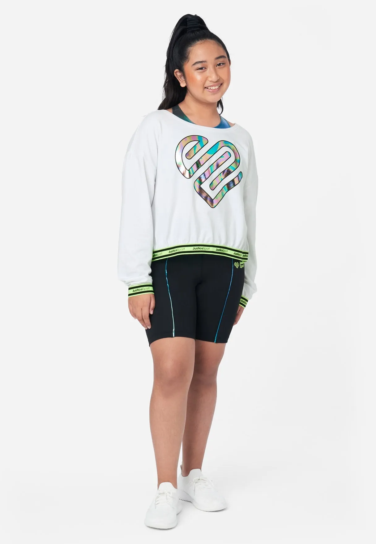 J Sport Graphic Layered Cropped Sweatshirt