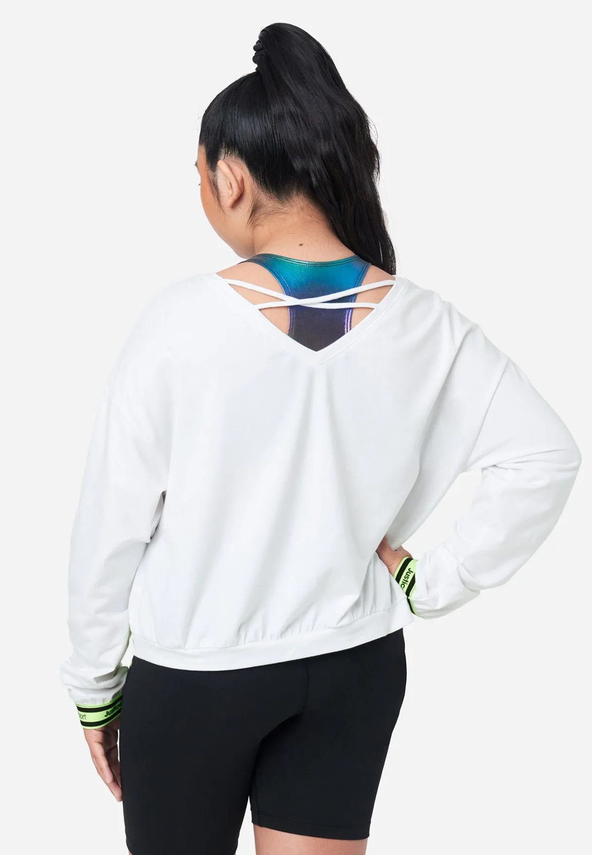 J Sport Graphic Layered Cropped Sweatshirt