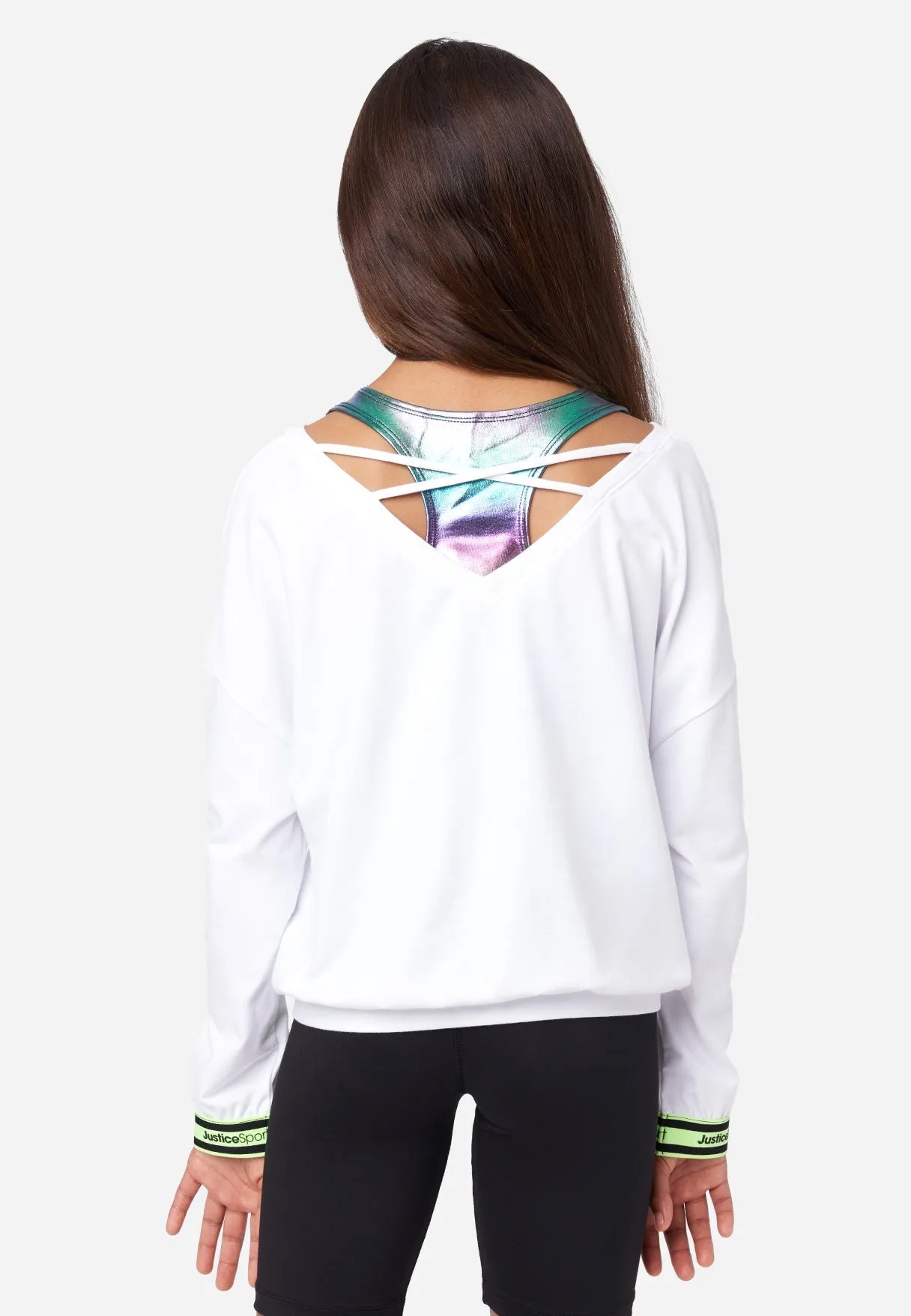 J Sport Graphic Layered Cropped Sweatshirt