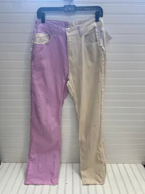 Jeans Straight By Ragged In Cream & Purple, Size: 10