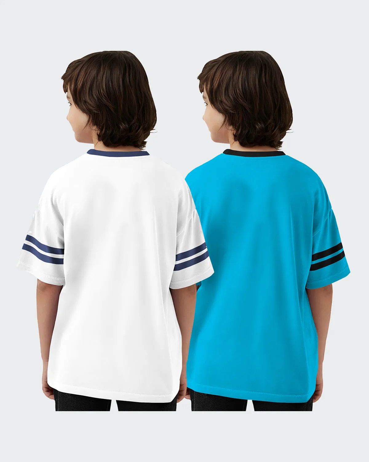 Kids T-Shirt COMBO - White-Skyblue Printed Half Hand T-Shirts (Pack of 2)