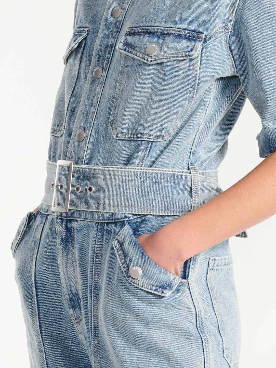 Kiera Denim Boiler Suit - Mid Blue Wash