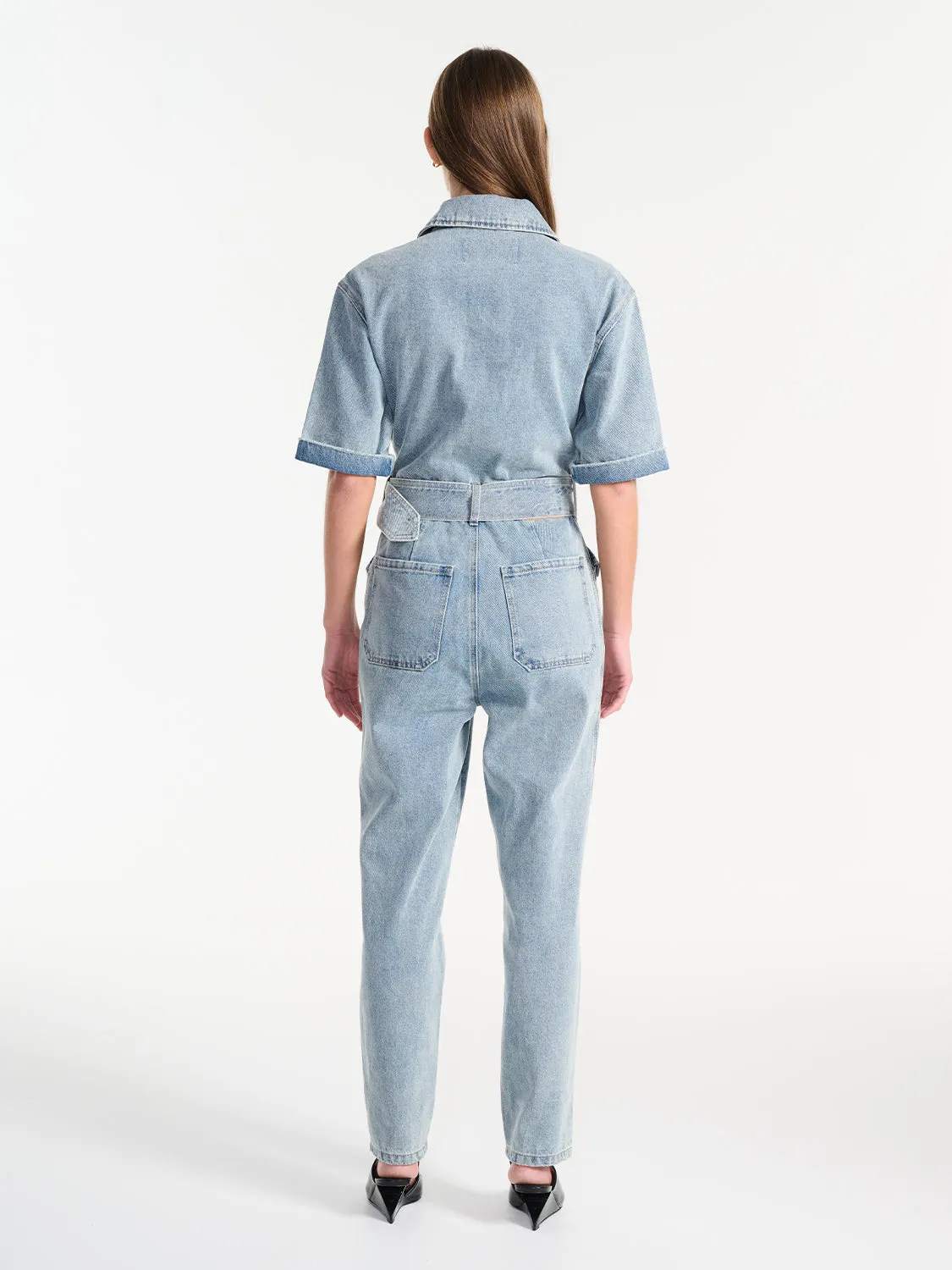 Kiera Denim Boiler Suit - Mid Blue Wash