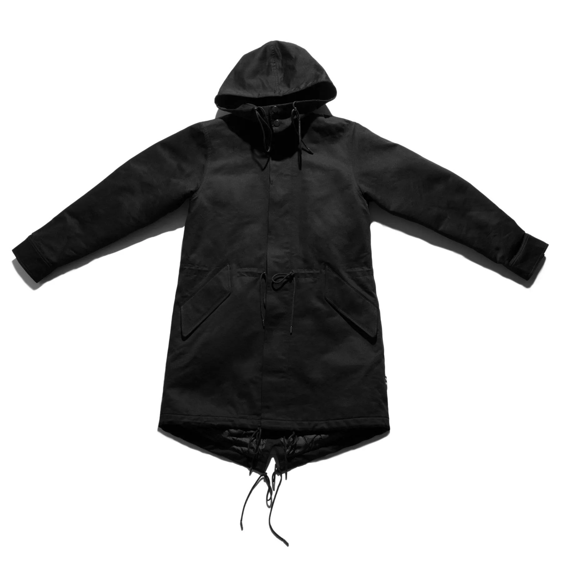 Konus Men's Poly Filled Hooded Twill Jacket  in Black