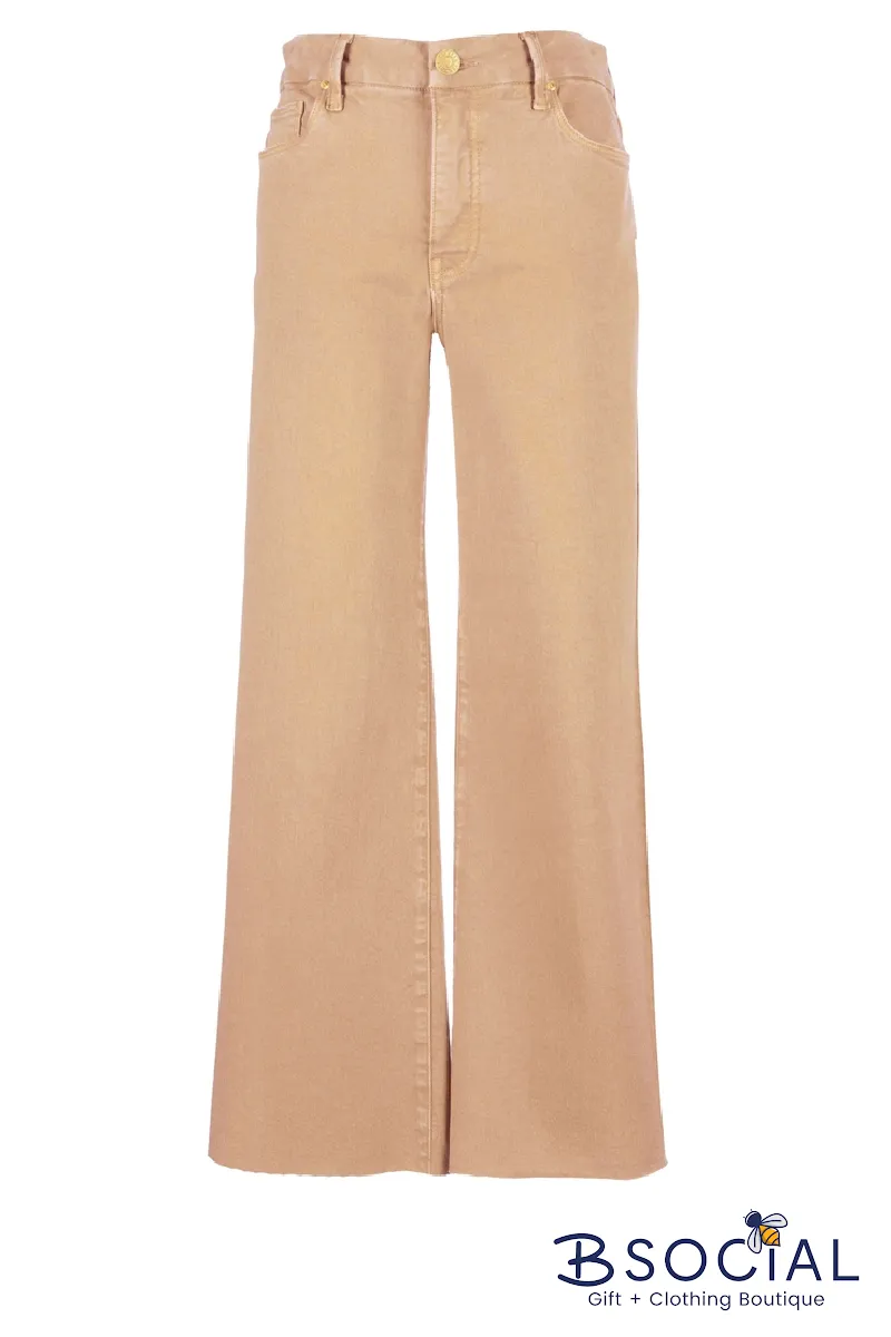 KUT: MEG HIGH RISE WIDE LEG RAW HEM - BISCUIT