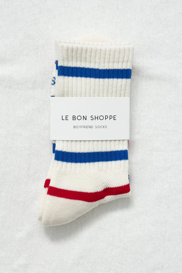 Le Bon Shoppe Boyfriend Socks Red Blue Stripe