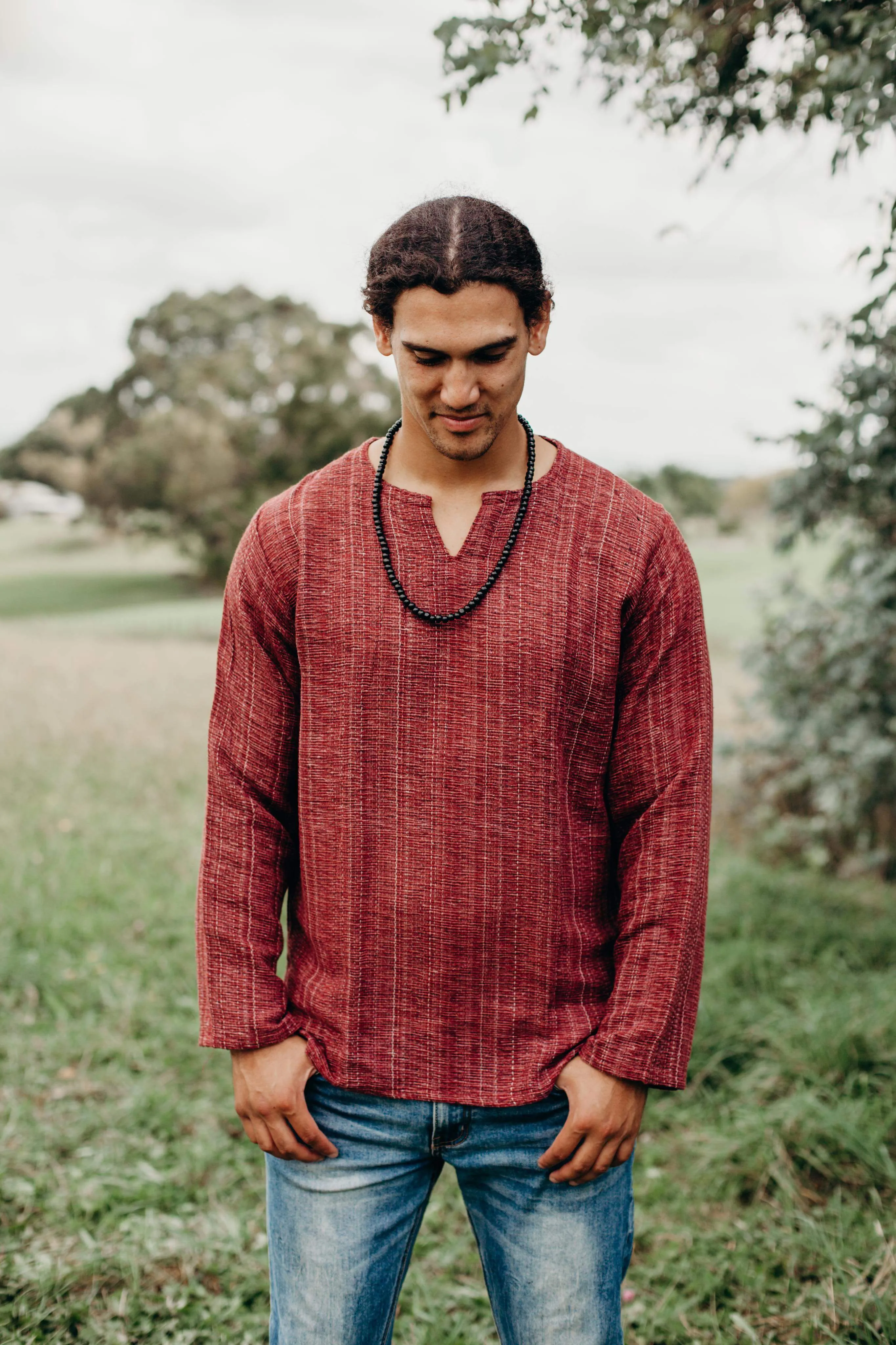 Long Sleeve Hand Woven Cotton Shirt