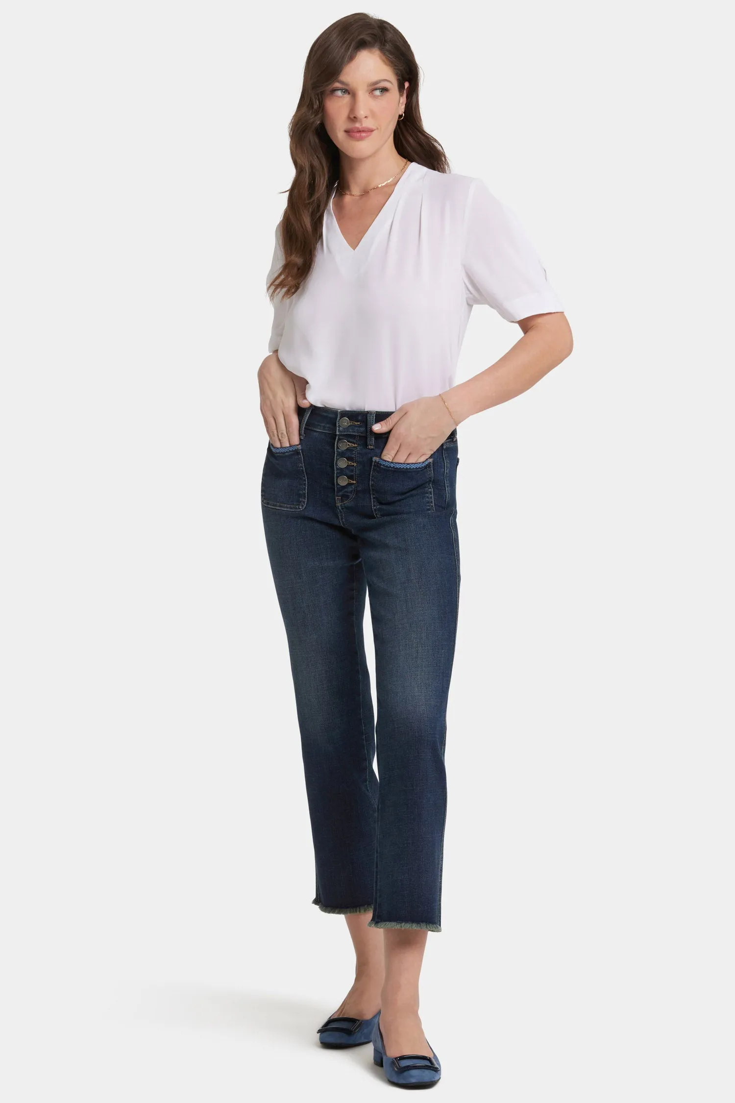 Marilyn Straight Ankle Jeans - Lotus Gardens