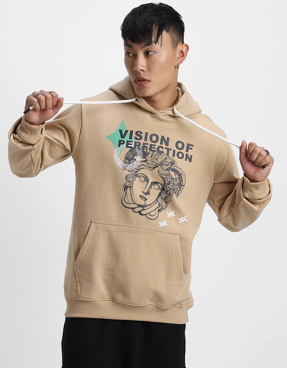 Masterpiece in Beige: Men's Perfection Print Hoodie