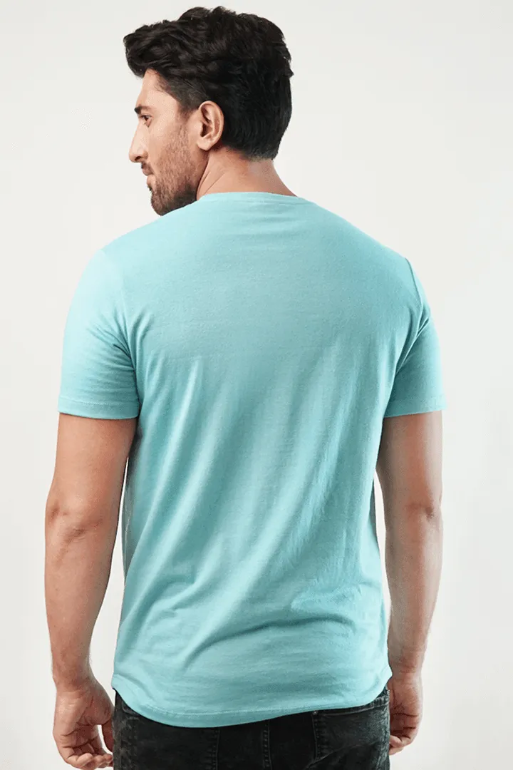 Melange V-Neck T-Shirt - Pastel Blue