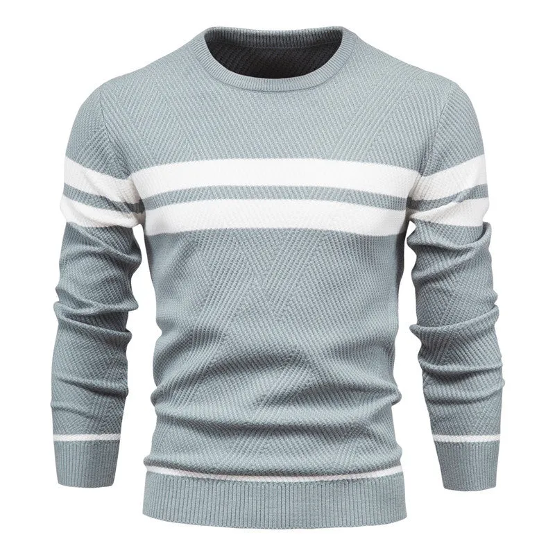 Men's O-Neck Patchwork Long-Sleeve Warm Slim Casual Fashion Sweater | 207