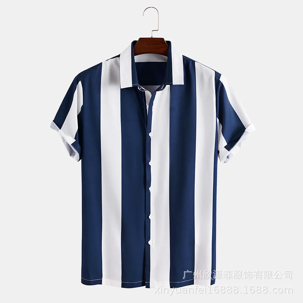 Men's Wide Stripe Lane Print Shirts