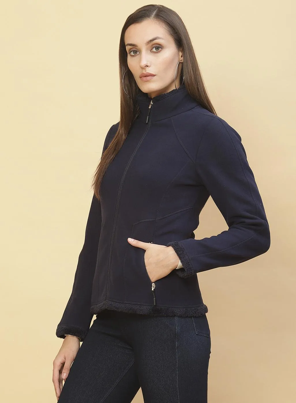 Midnight Blue Fleece Zipper Jacket