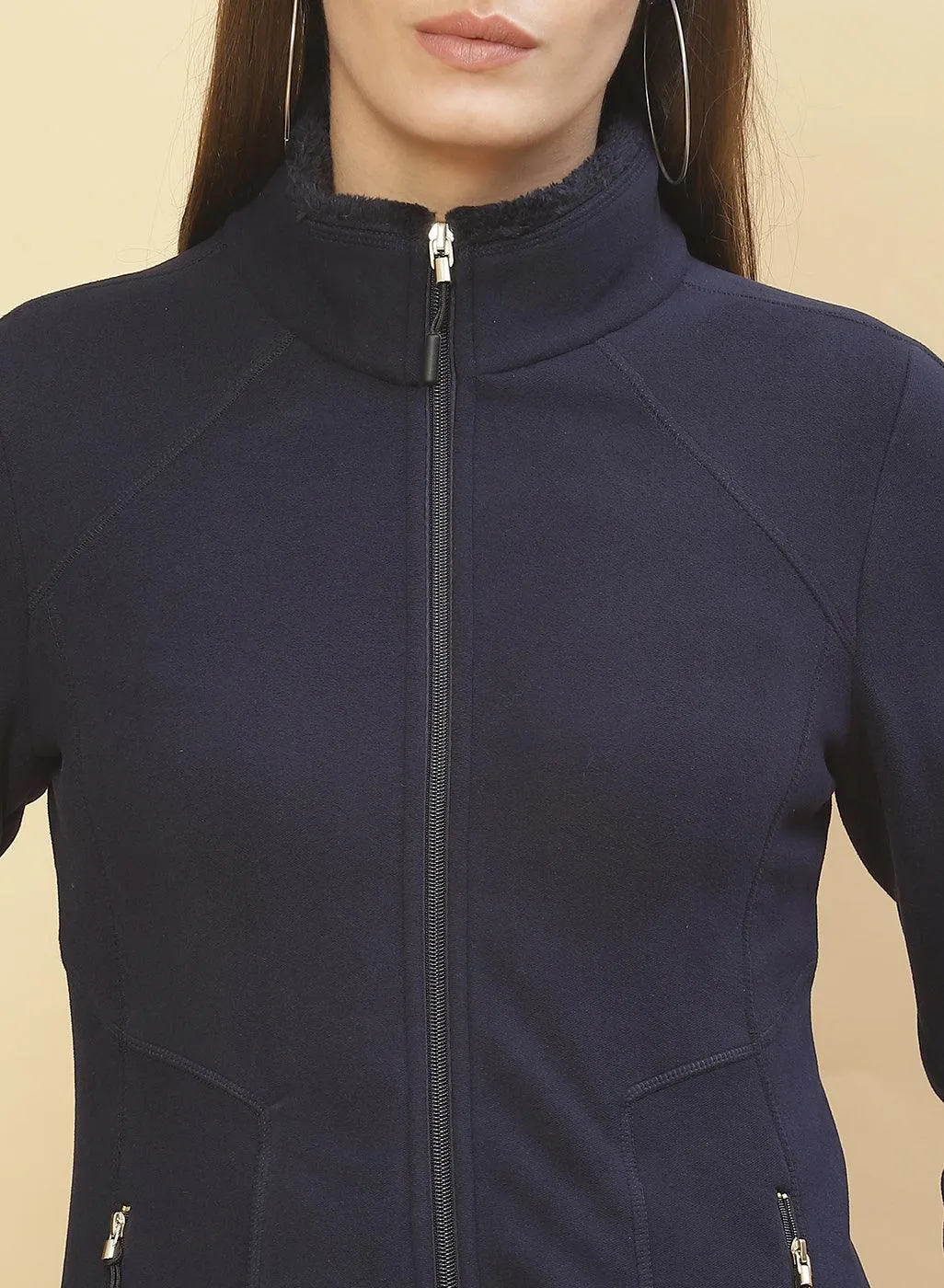 Midnight Blue Fleece Zipper Jacket