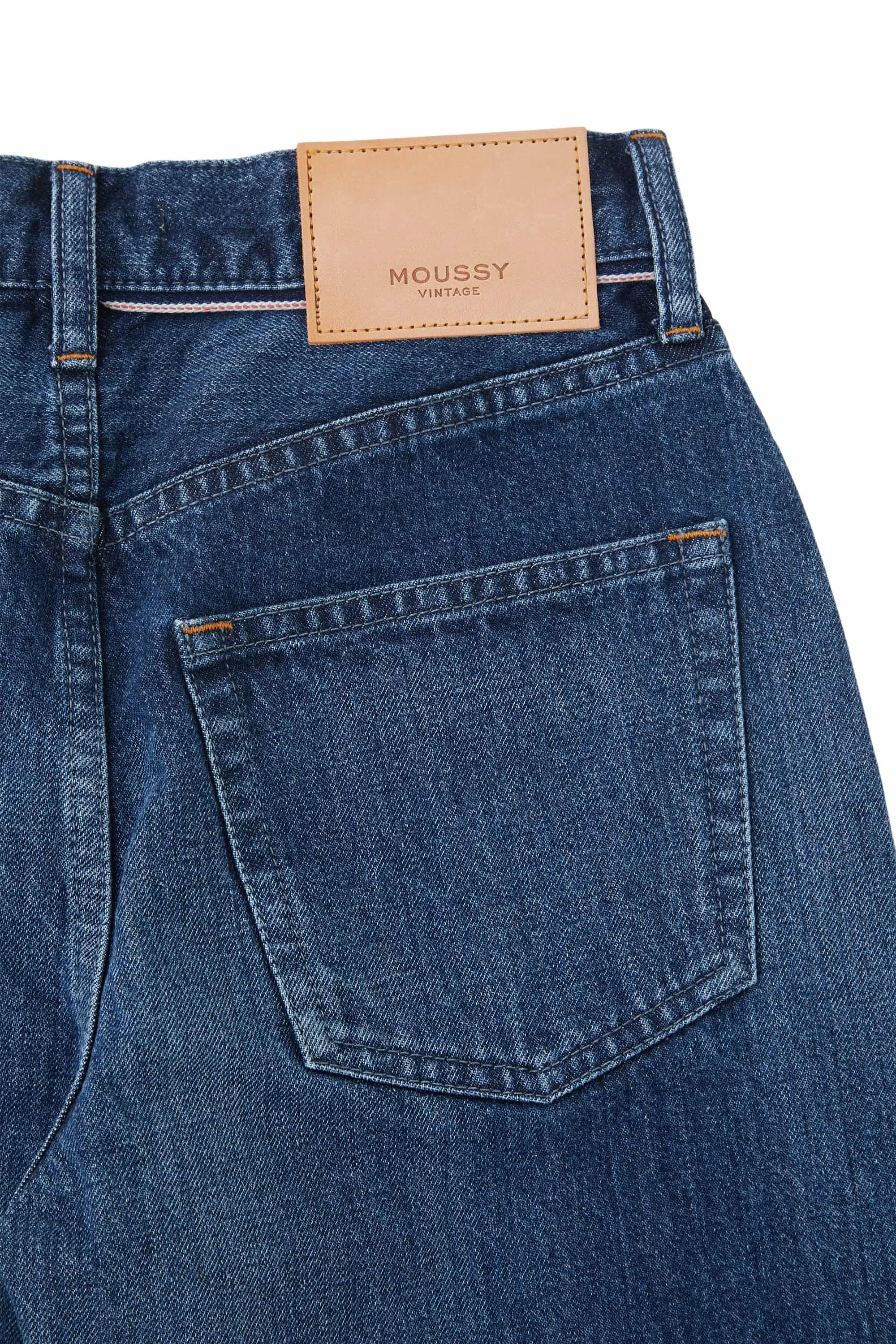 Moussy Denim Corcoran Wide Straight Leg Jeans in Dark Blue