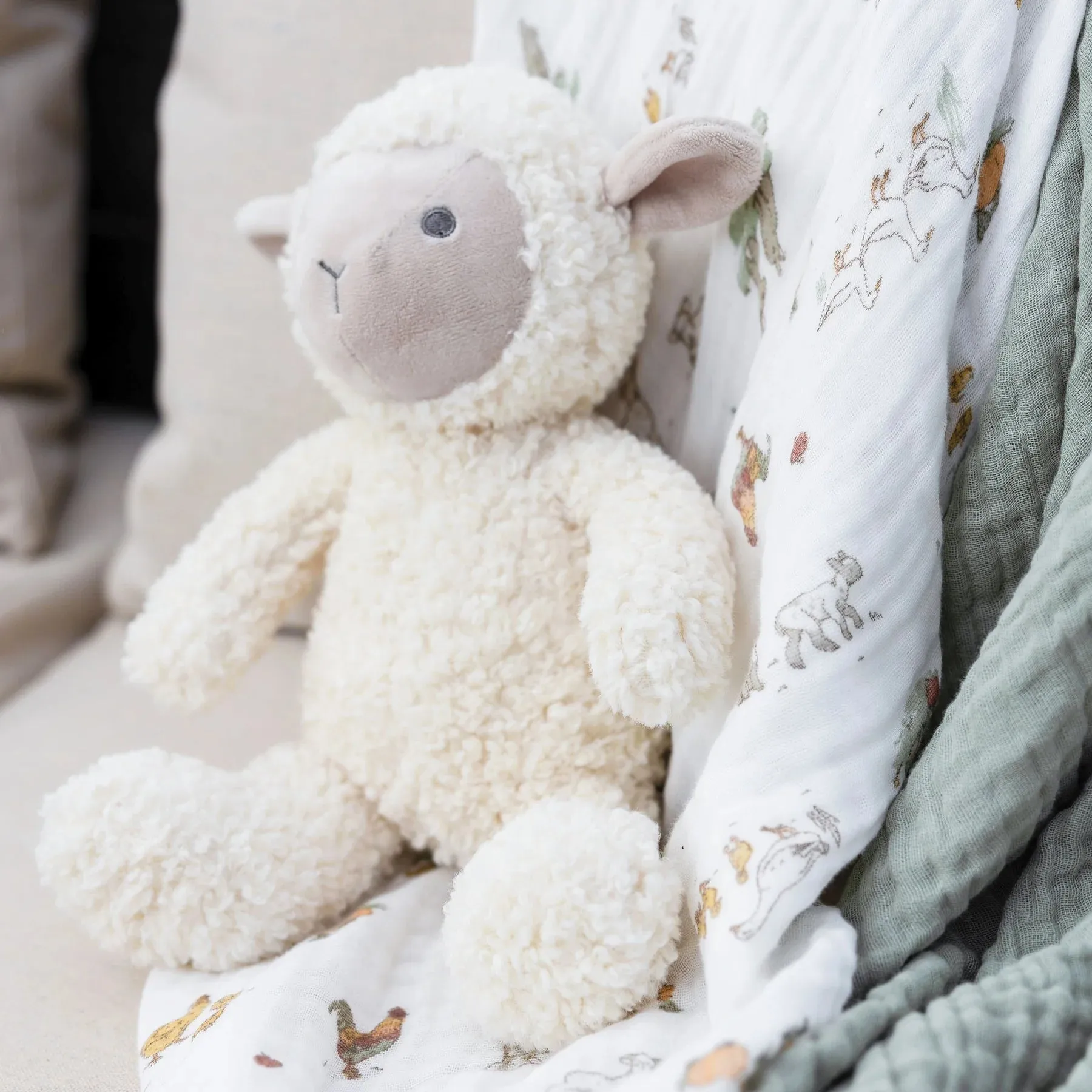 Muslin Swaddle 3pk - Farmyard Lamb