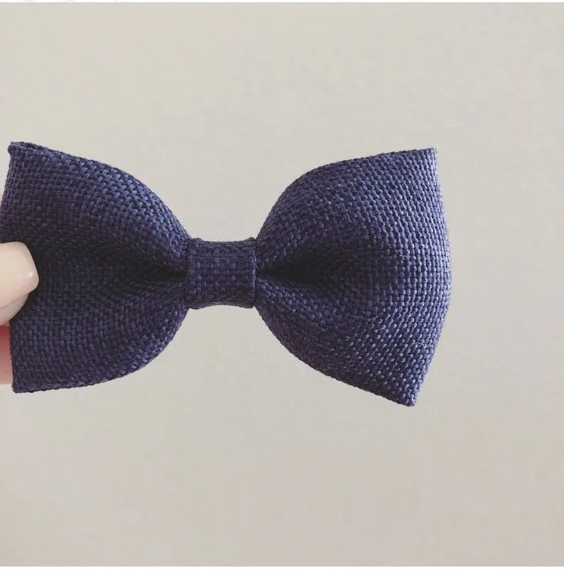 Navy Bow Tie with Khaki Elastic Suspender Set