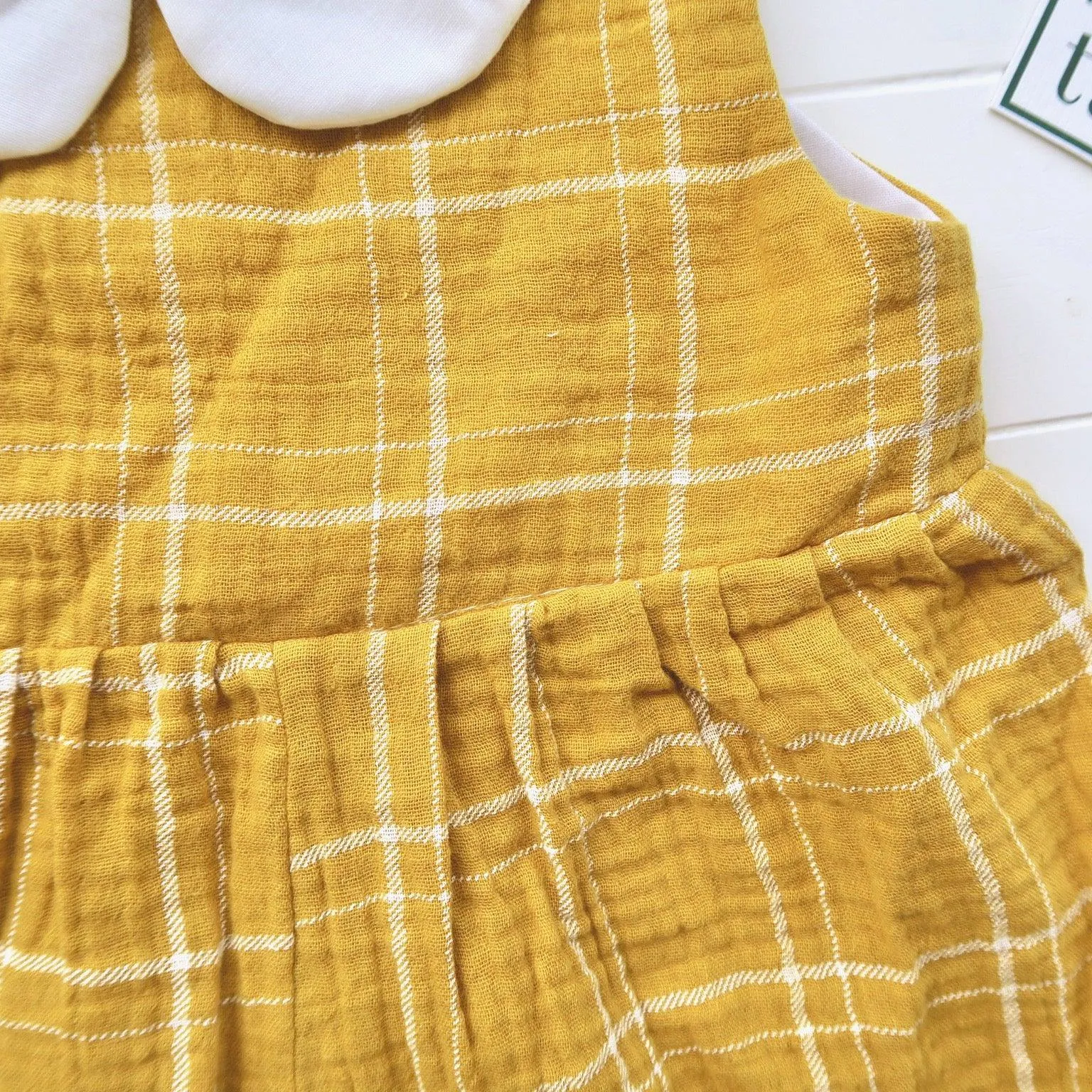 Orchid Playsuit - Collar in Mustard Checkered Crepe