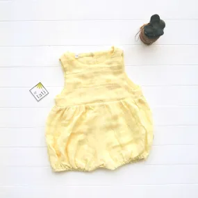 Orchid Playsuit with Front Pocket in Organic Muslin - Yellow