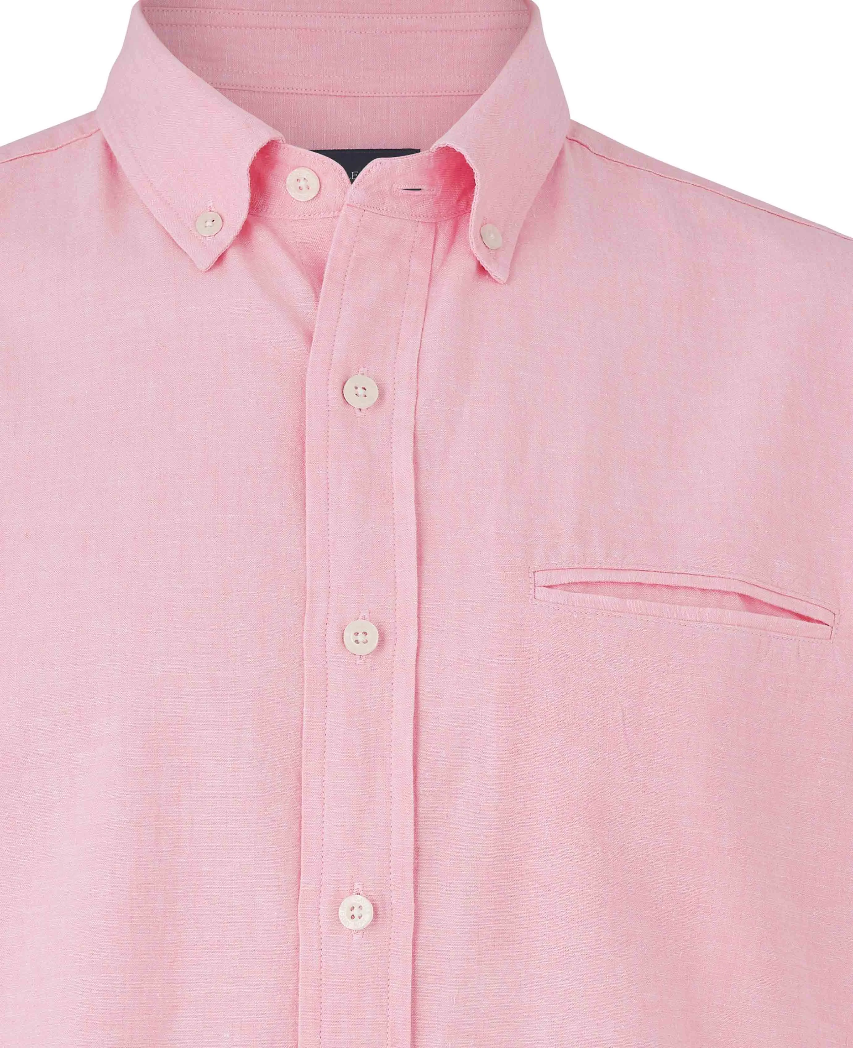 Pink Linen Cotton Short Sleeve Shirt