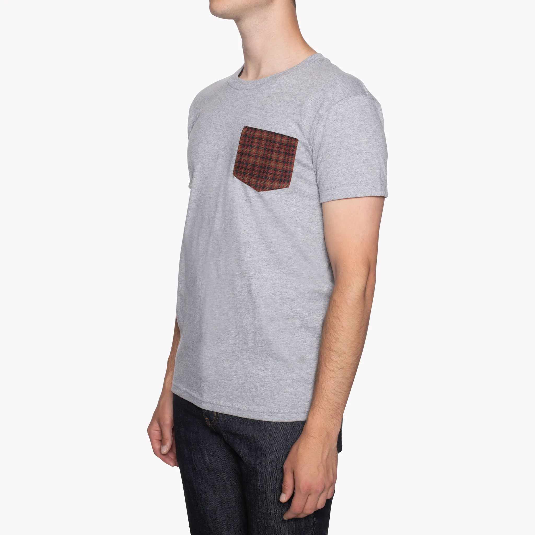 Pocket Tee - Heather Grey - Brushed Vintage Flannel - Red