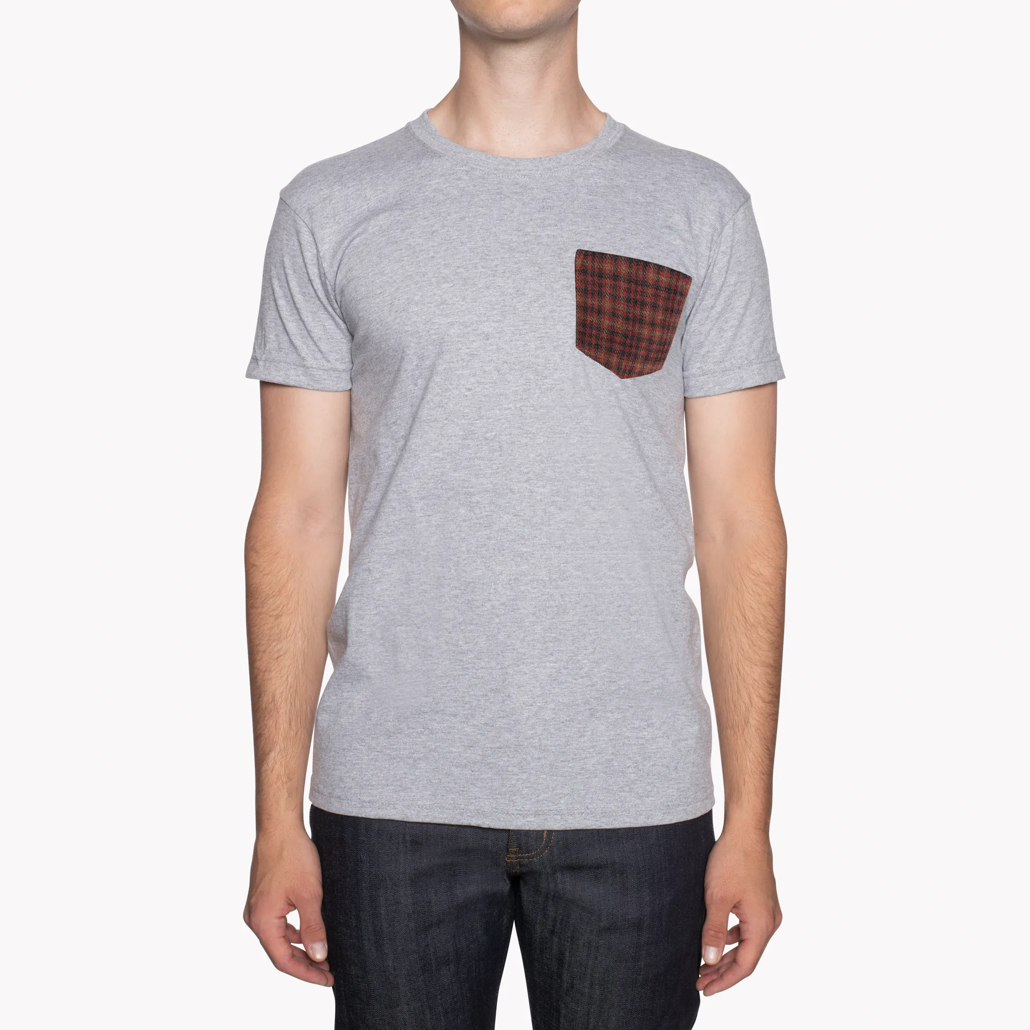 Pocket Tee - Heather Grey - Brushed Vintage Flannel - Red