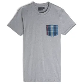 Pocket Tee - Heather Grey - Indigo Retro Plaid - Indigo