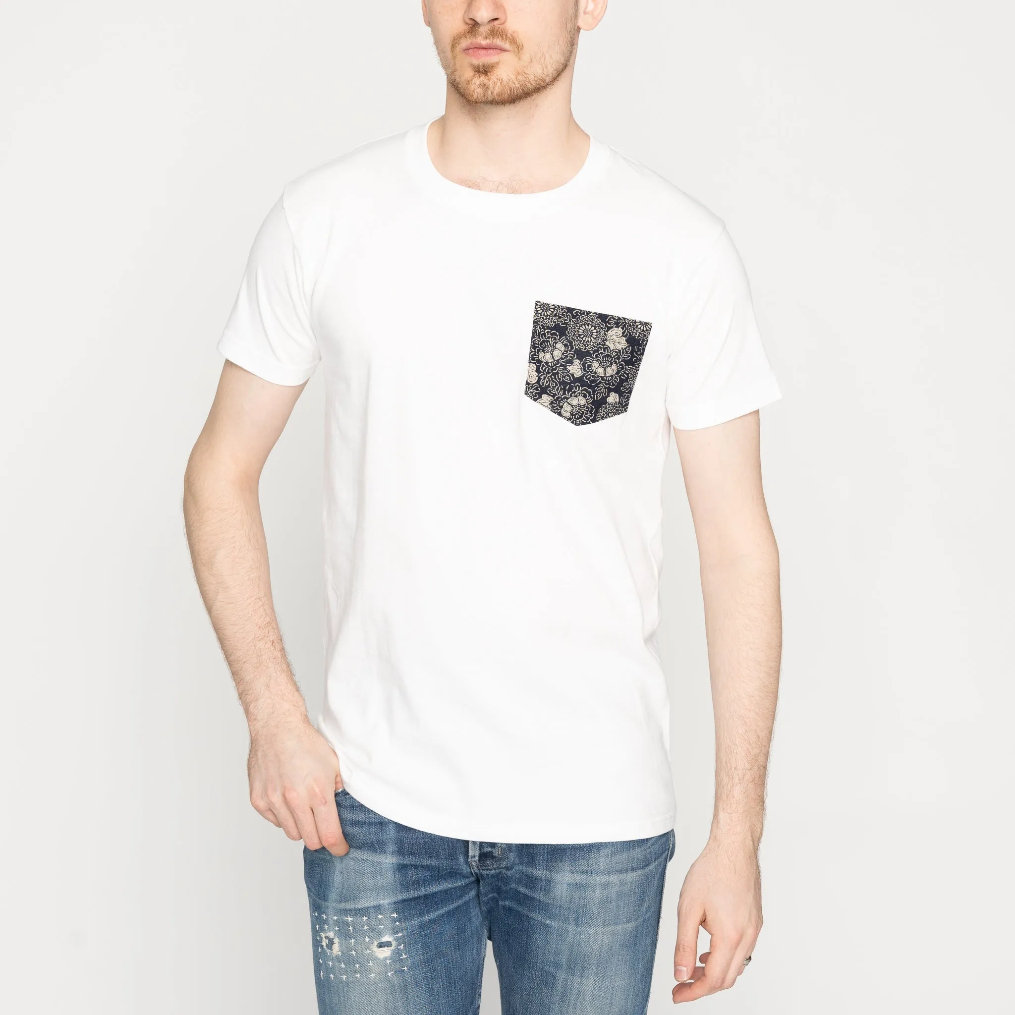 Pocket Tee - White - Kimono Floral