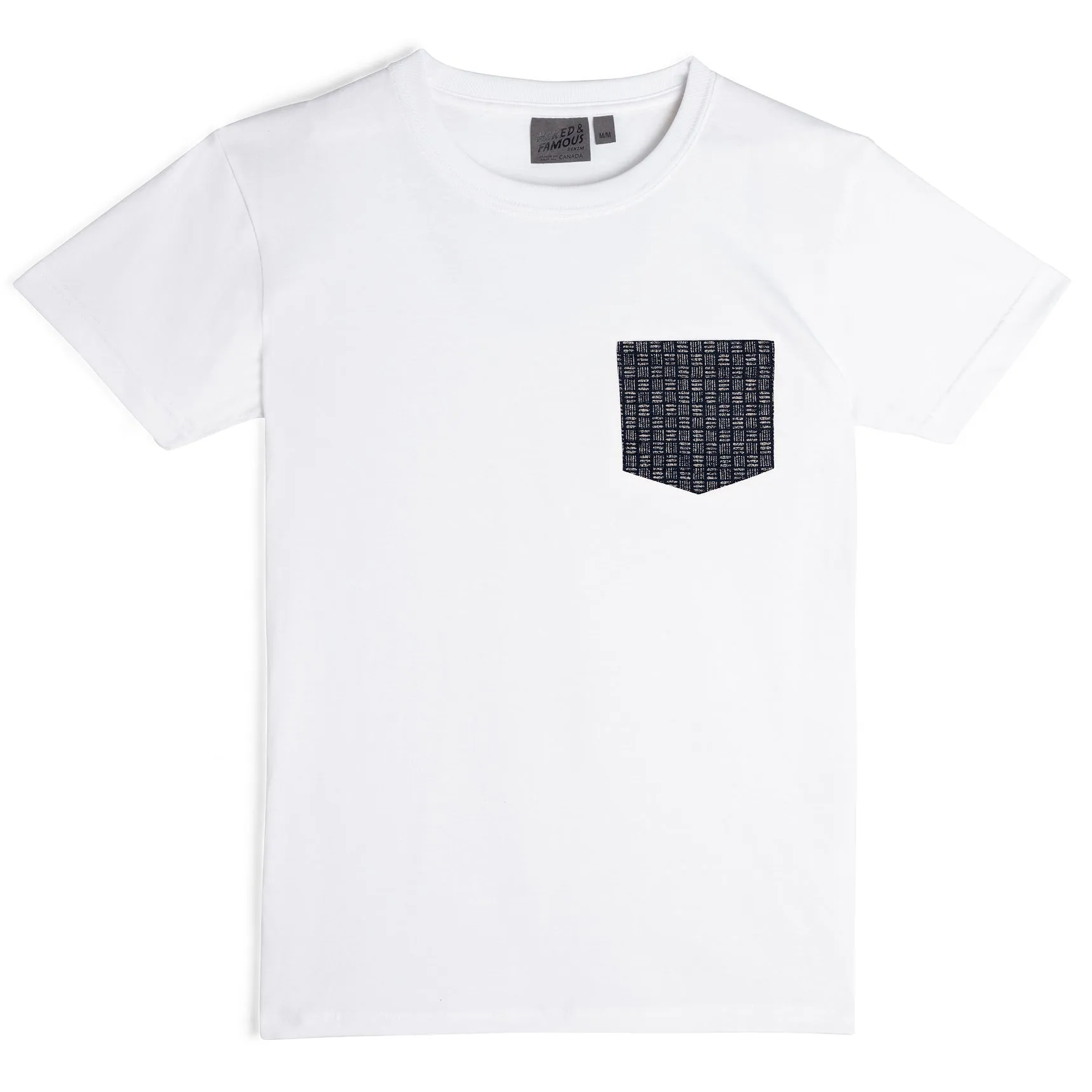 Pocket Tee - White   Kimono Print Basketweave