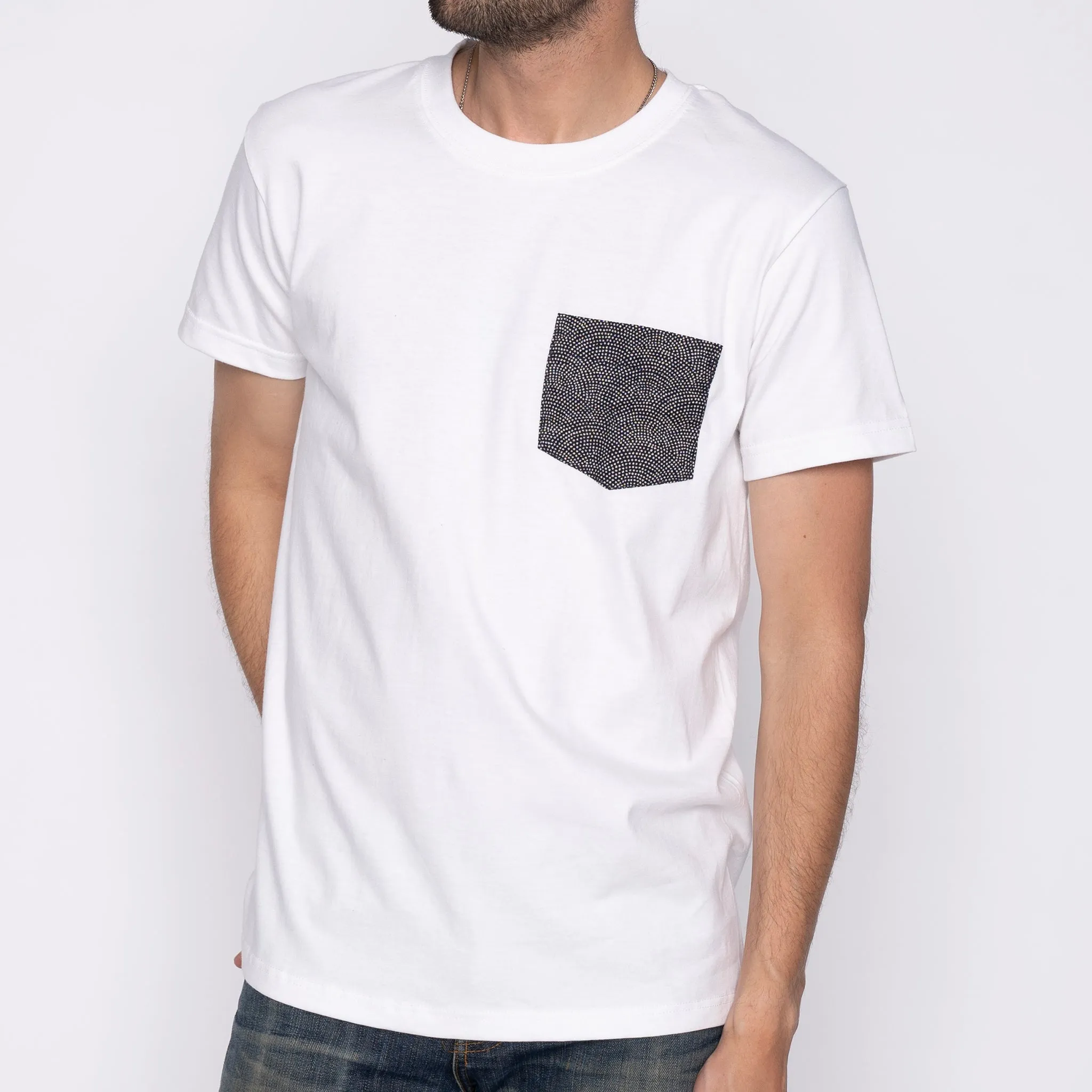 Pocket tee - White   Kimono Print - Scales