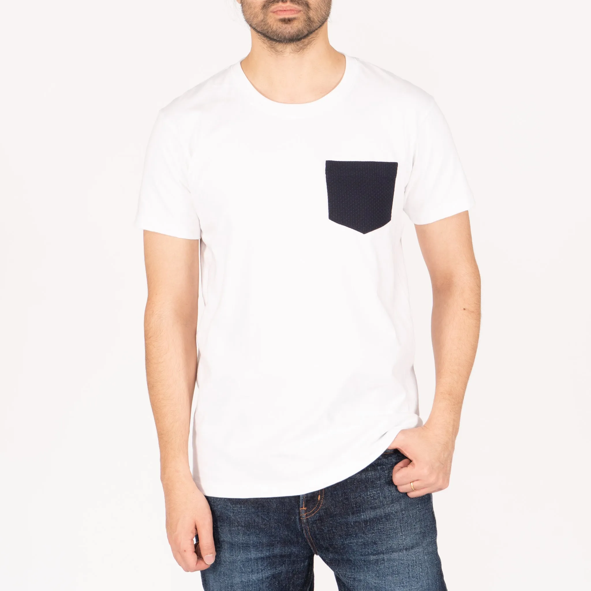 Pocket Tee - White - Sashiko Double Gauze