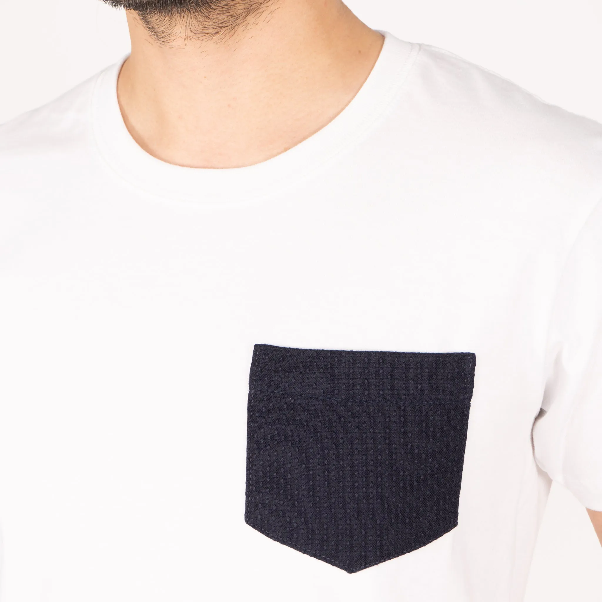 Pocket Tee - White - Sashiko Double Gauze