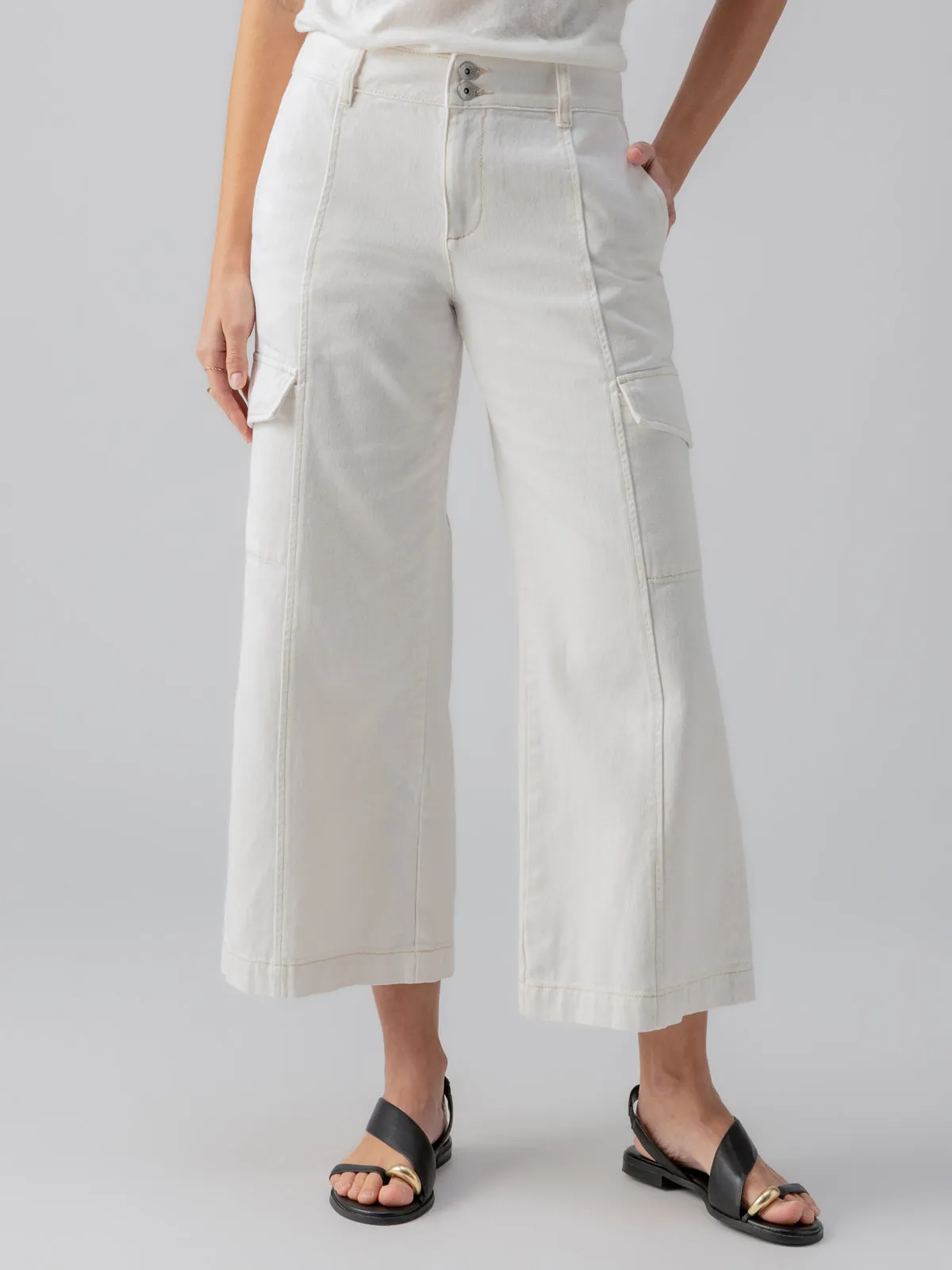 Rebel Wide Leg Standard Rise Crop Pant Powdered Sugar