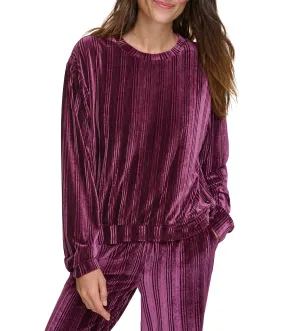 Ribbed Velvet Long Sleeve Top