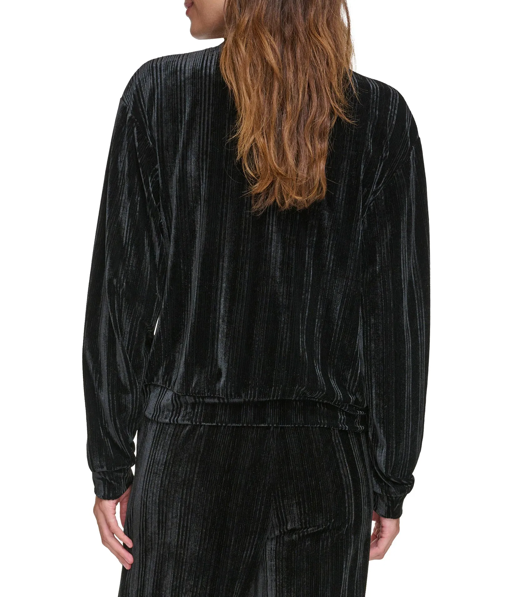 Ribbed Velvet Long Sleeve Top