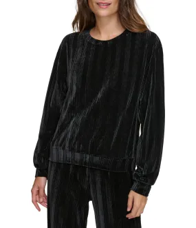 Ribbed Velvet Long Sleeve Top