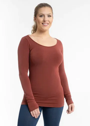 ROUND NECK/ BOAT NECK LONG SLEEVE TOP (2 colors)