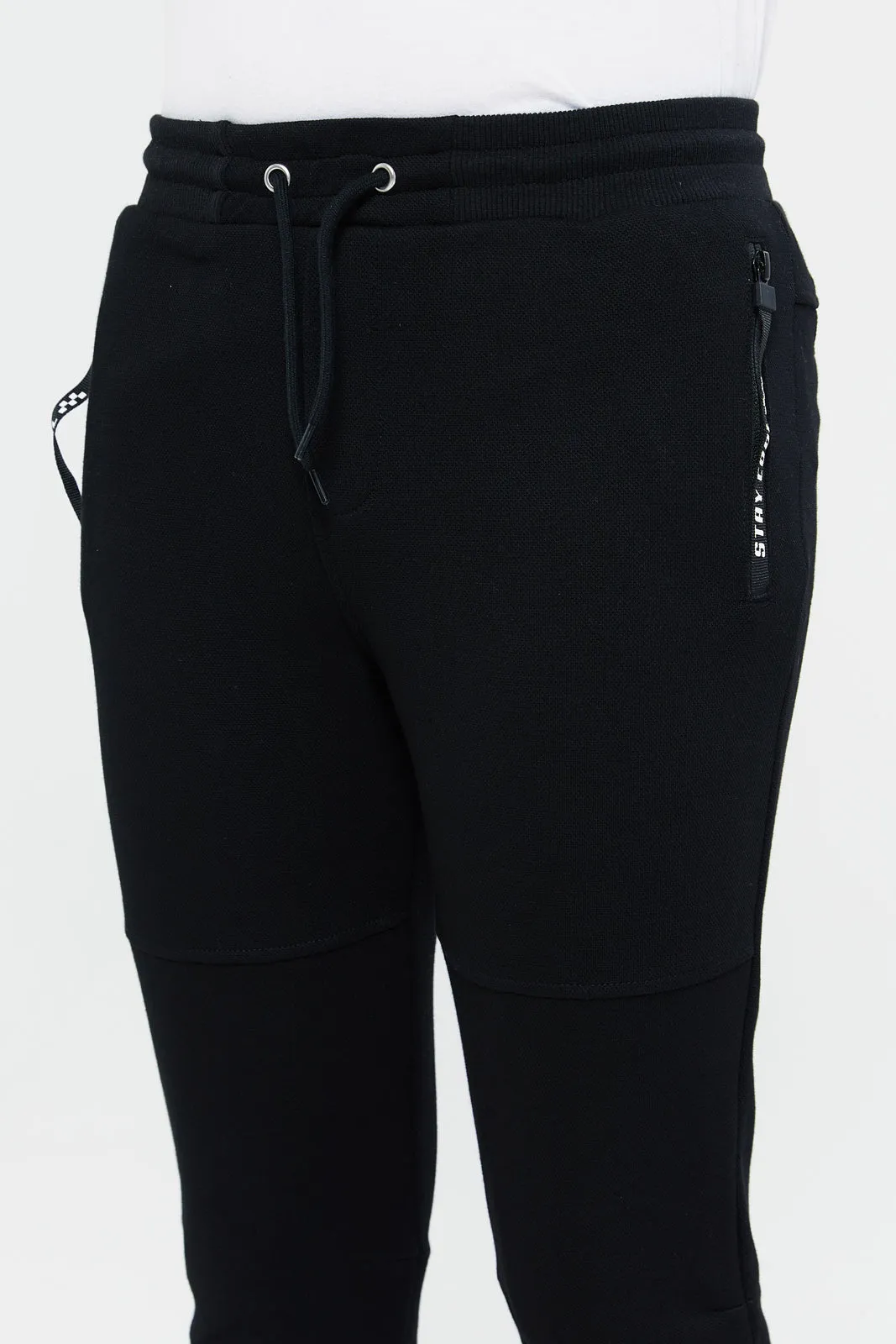 Senior Boys Black Active Track Pants