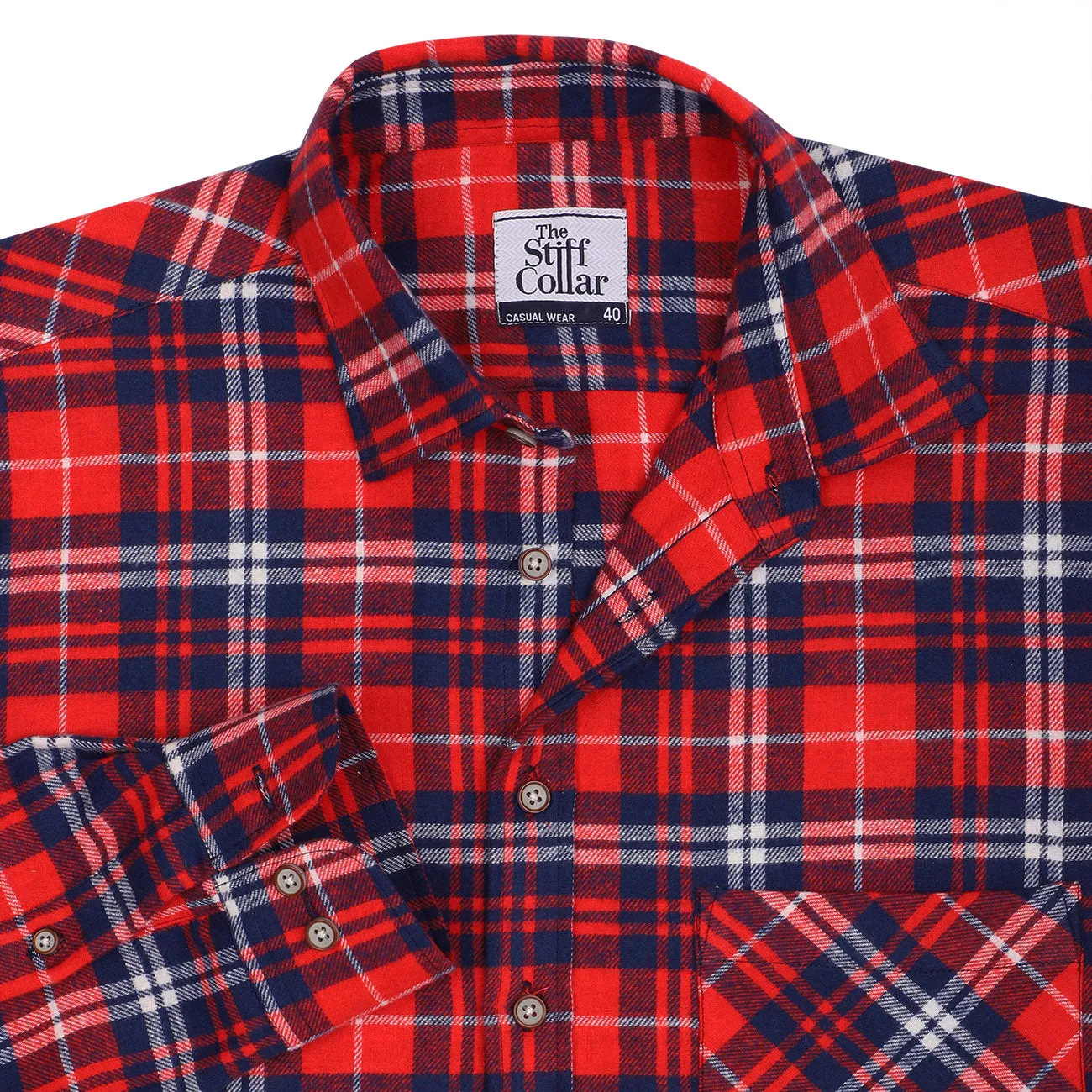 Sherwin Red Check Flannel Regular Fit Casual Shirt