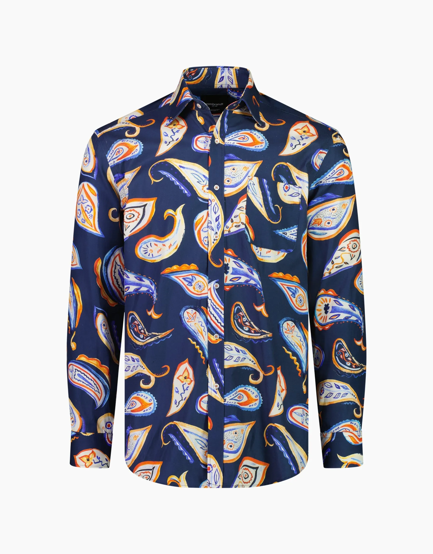 Sinatra Navy & Orange Paisley Shirt