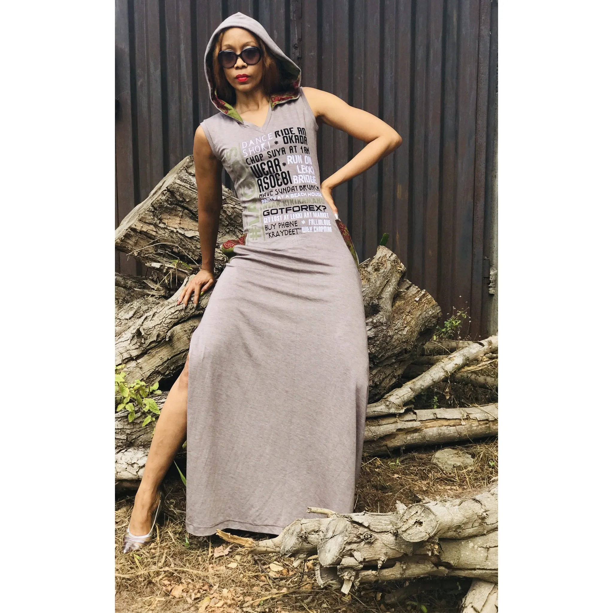 Sleeveless #LAGOS FAV.THINGS Hooded Maxi Dress, SideSlit