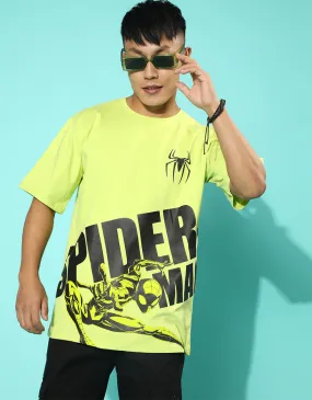 Spiderman Green  Oversized Front Placement Printed Tshirt