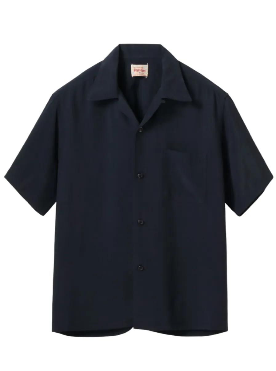 Style Eyes, Bowling Shirt, Plain Weave, Black, SE39259